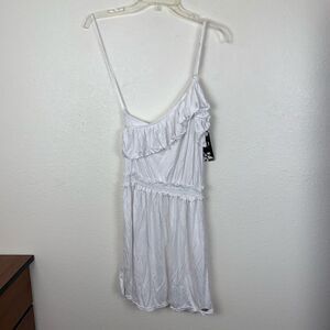 Phax One Shoulder Ruffle Swimsuit Swim Coverup White Boho NWT New Cleopatra